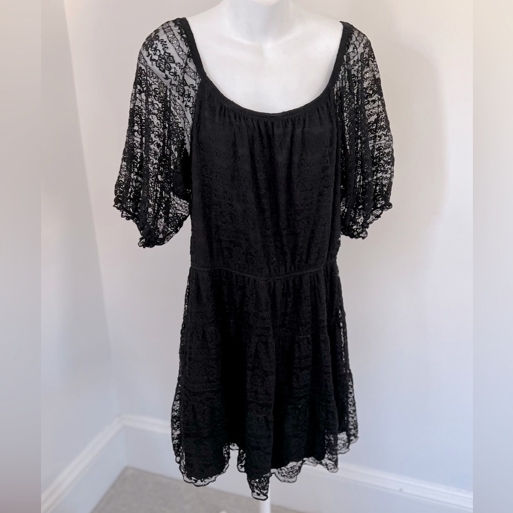 My Michelle Black Lace Tiered Dress Y2K